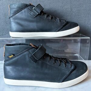 Teva Willow Chukka Mid Top Sneaker Black Leather Lace Up - Women's Size 8